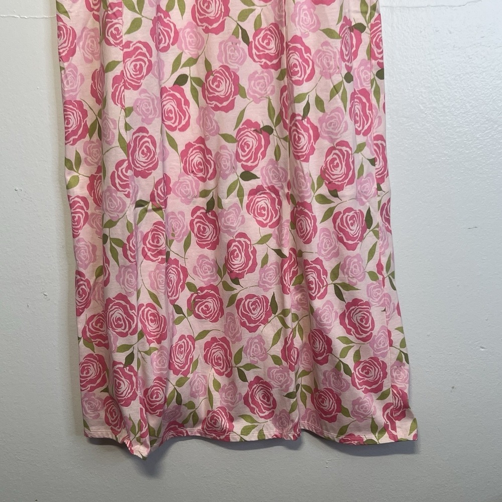Hanna Andersson Floral Knit Midi Dress Bright Pink Size S Cotton - Picture 4 of 16